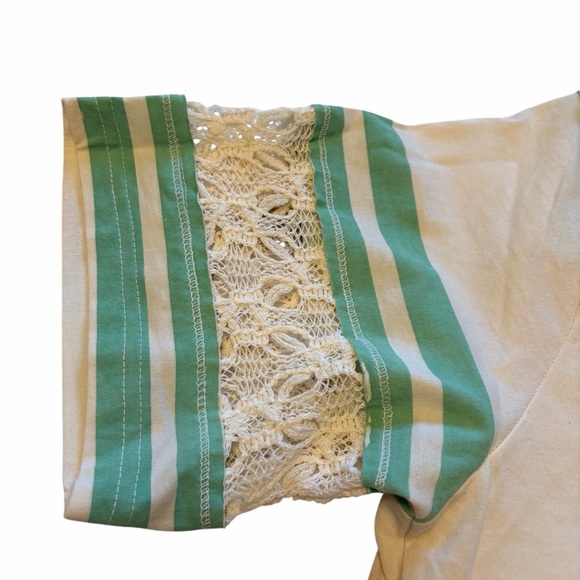 Farm Girl Likes to Play in Hayloft-NWT-Teal/White-Size Large-Crochet inserts - Picture 5 of 12